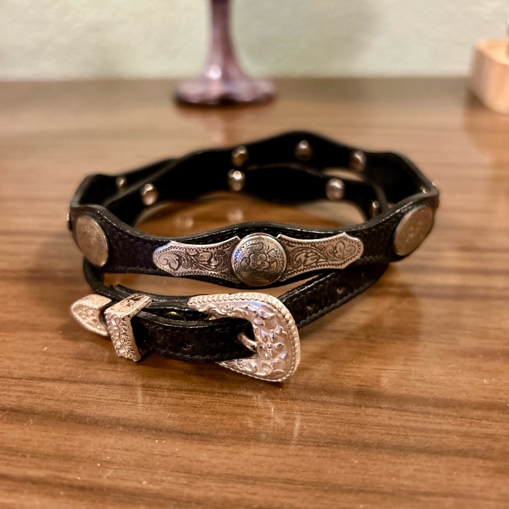 ⚡️Vintage Silver Concho Black Leather Hat Band/Belt⚡️